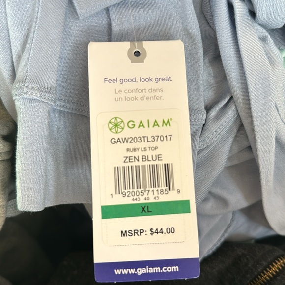 Women’s XL Zen Blue Long Sleeve Top, Yoga Top, Gaiam, NWT - Picture 5 of 5